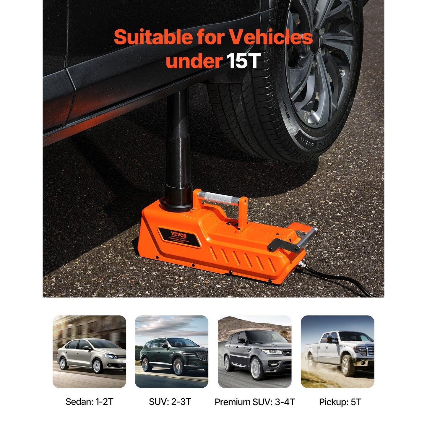 Autokrik – Elektrische Krik – Garagekrik – Hydraulische Krik – Auto Jack – 15 Ton Draagvermogen – Ingebouwde LED Verlichting