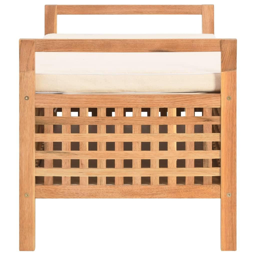 Houten Bank – Opbergbank – Halbank – Zitbank – Schoenenbank – Massief Walnotenhout – Gevoerd Zitvlak – 93x49x49 cm – Ruitpatroon – Opbergruimte