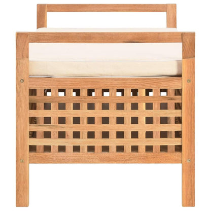 Houten Bank – Opbergbank – Halbank – Zitbank – Schoenenbank – Massief Walnotenhout – Gevoerd Zitvlak – 93x49x49 cm – Ruitpatroon – Opbergruimte