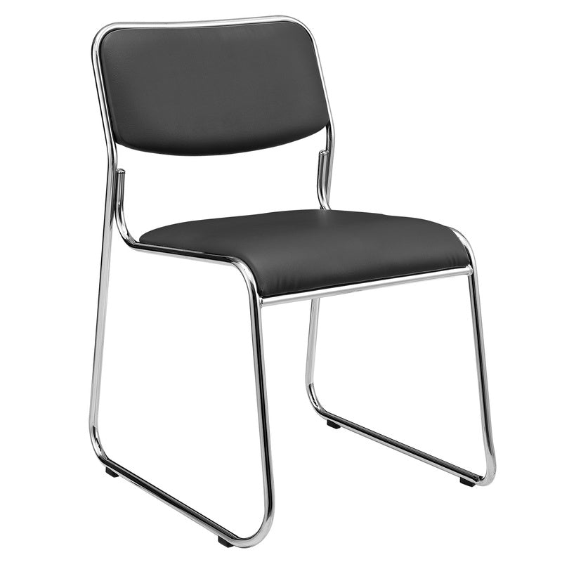 Vergaderstoel – Conferentiestoel – Bureaustoel – Stapelbare Stoel – Kantoormeubilair – Set Van 4 – Ergonomisch Comfort – Metalen Verchroomd Frame