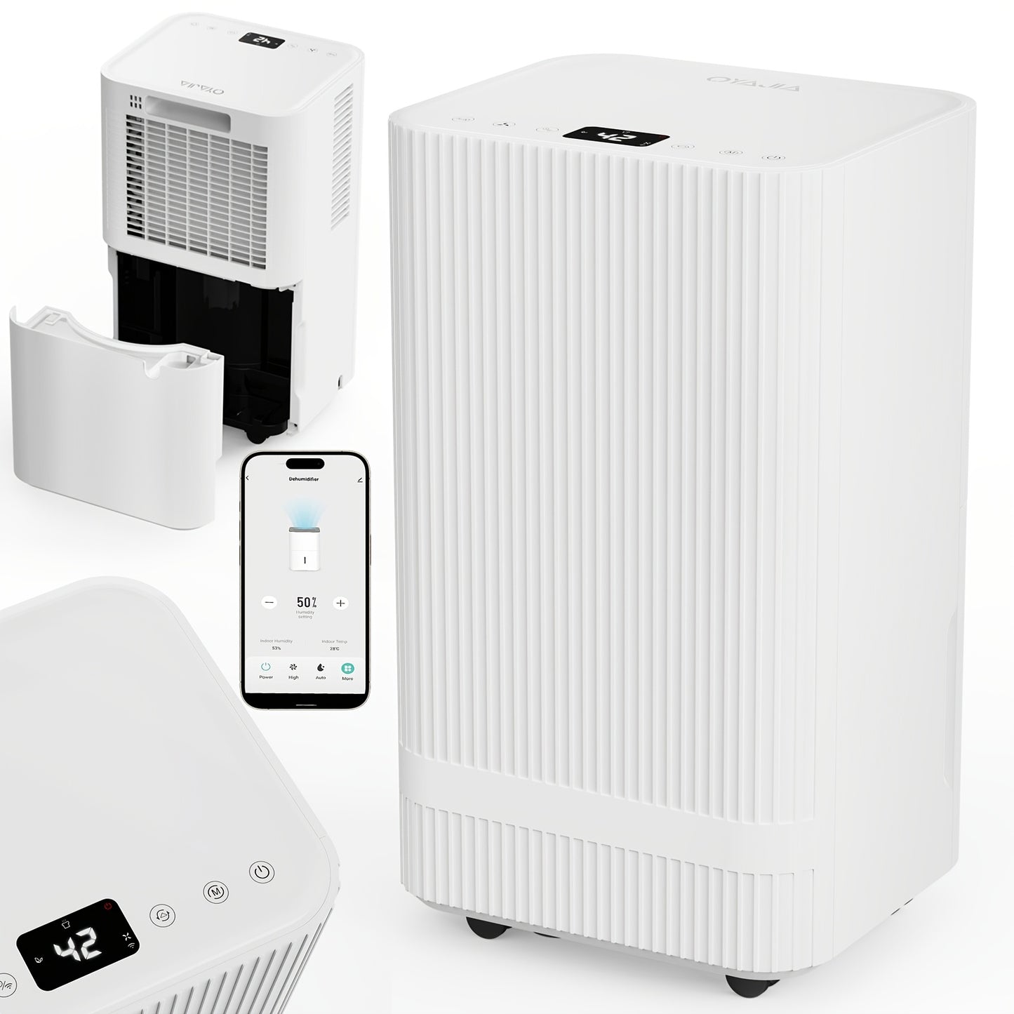 Luchtontvochtiger – Vochtvreter – Ontvochtiger – Droger – Vochtregelaar – Compact 14L/Dag – App Bediening & Spraakbesturing