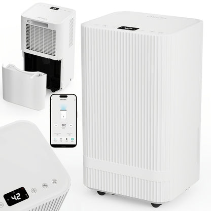 Luchtontvochtiger – Vochtvreter – Ontvochtiger – Droger – Vochtregelaar – Compact 14L/Dag – App Bediening & Spraakbesturing