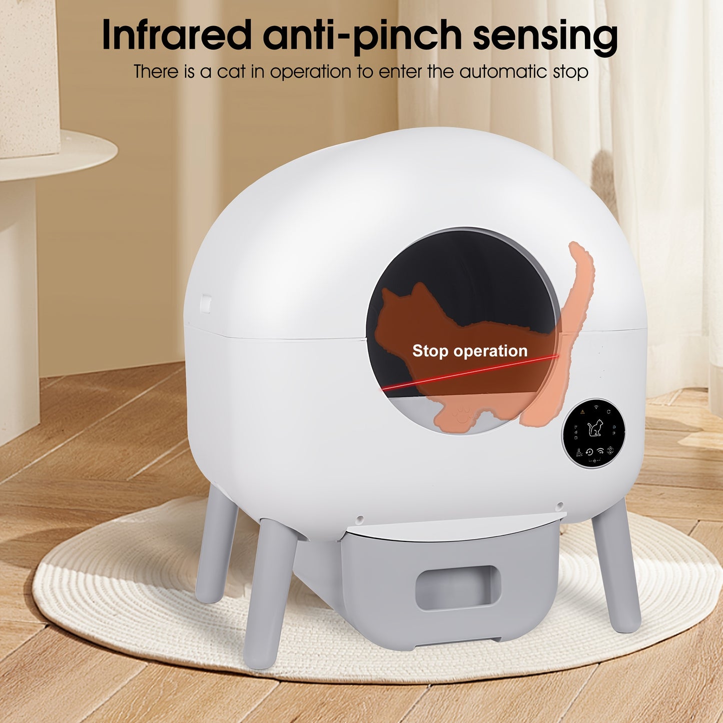 Zelfreinigende Kattenbak – Slimme Kattenbak – Automatische Kattenbak – Grote Kattenbak – Geurbeheersing – Extra Grote Capaciteit – App Bediening – Anti-Klem Sensor