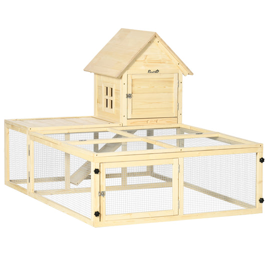 Konijnenhok – Konijnenkooi – Knaagdierverblijf – Konijnenren – Houten Huis – Twee Niveaus – Vergrendelbare Deuren – Ruim 151,5x106x97 cm