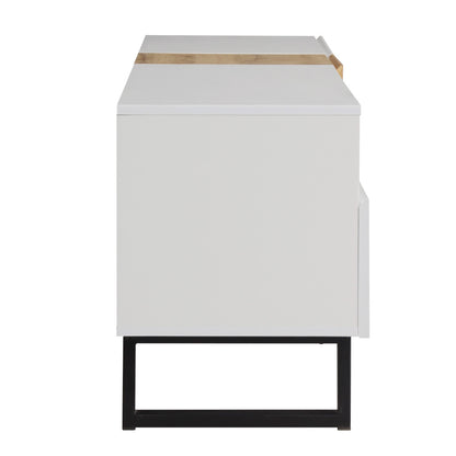 Modern TV Stand, White with Wood Grain Finish, Dimensions 180×50×38cm, Minimalist Design
