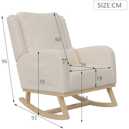 Relax Schommelstoel – Rocking Chair – Schommelstoel – Stoel – Lounge Stoel – Linnen Bekleding – Silent Glide – Memory Foam Kussen