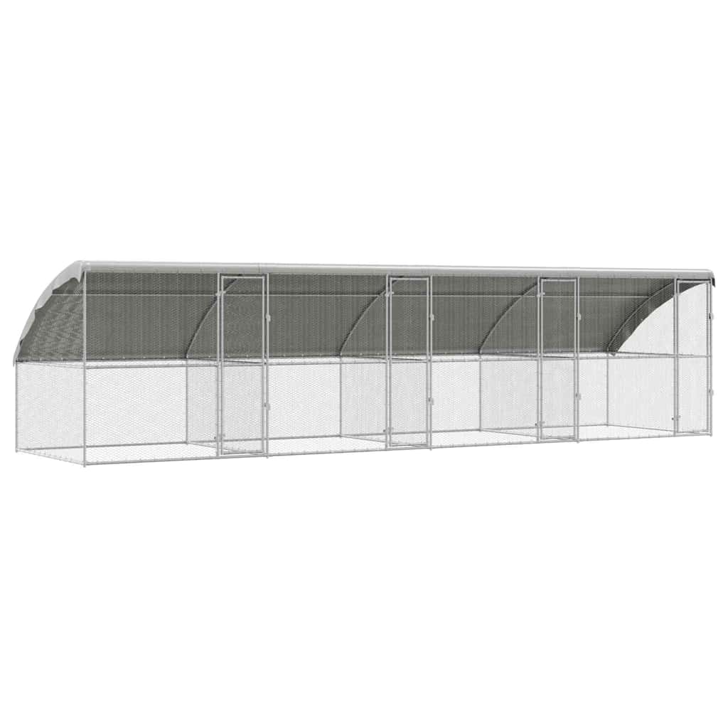 Kippenren – Kippenhok – Buitenren – Pluimveeverblijf – Houten Kippenren – 800x200x198,5 cm – Gegalvaniseerd Staal & Weerbestendig