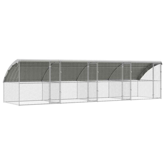 Kippenren – Kippenhok – Buitenren – Pluimveeverblijf – Houten Kippenren – 800x200x198,5 cm – Gegalvaniseerd Staal & Weerbestendig