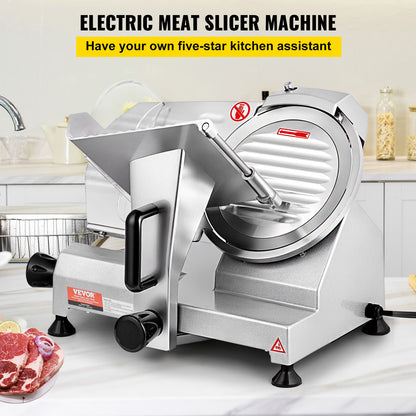 Elektrische Vleessnijder – Foodsnijder – Kaassnijder – Broodsnijder – Vlees- en Foodsnijmachine – 8 Inch Koolstofstalen Mes – 200W Motor – Instelbare Dikte 0-12mm