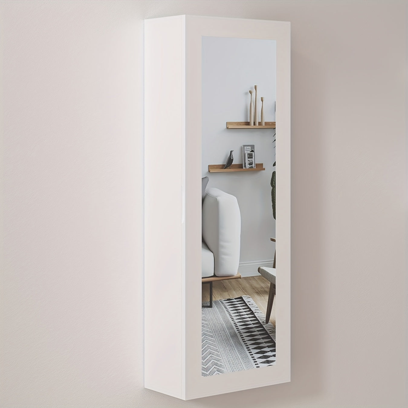 1 Set Wall Mounted Ironing Board Cabinet With Iron Storage, Built-in Ironing Center, Laundry Hanging Ironing Board And Mirror