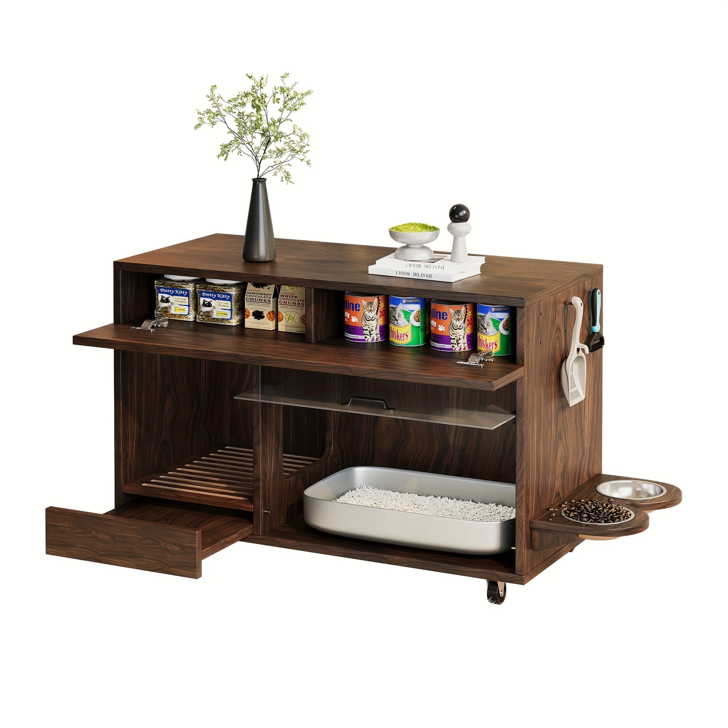 TV-Stand – Tv-Meubel – Media Meubel – Kast Voor TV – Tv-Commode – Modern Design – Marmeren Bovenblad – Push-to-Open Deuren – 160 cm Breed – Geschikt Voor 70 Inch – Grijs