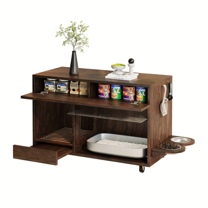 TV-Stand – Tv-Meubel – Media Meubel – Kast Voor TV – Tv-Commode – Modern Design – Marmeren Bovenblad – Push-to-Open Deuren – 160 cm Breed – Geschikt Voor 70 Inch – Grijs