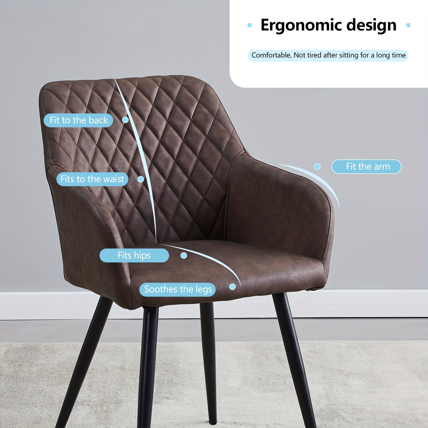 Lounge Stoelen – Armleunstoel – Eetkamerstoel – Fauteuil – Woonkamerstoel – Bruin – Ergonomisch Ontwerp – Carbonstalen Poten