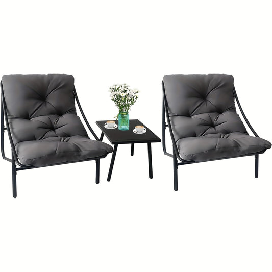 Balkonset – Balkonmeubelset – Bistroset – Tuinset – Loungeset – 3-delig – Metaal – Compact Grijs Met Kussens