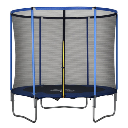 Trampoline – Springkussen – Fitness Trampoline – Tuin Trampoline – Binnen Trampoline – Veiligheidsnet Rondom – Draagvermogen 113,6 Kg – Ø244 x 240 Cm Steel Blue & Zwart