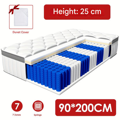 Matras – Pocketveringmatras – Binnenveringsmatras – Tweepersoonsmatras – Eenpersoonsmatras – 90x200 cm – 7-Zones Ergonomisch – Stevigheid H3