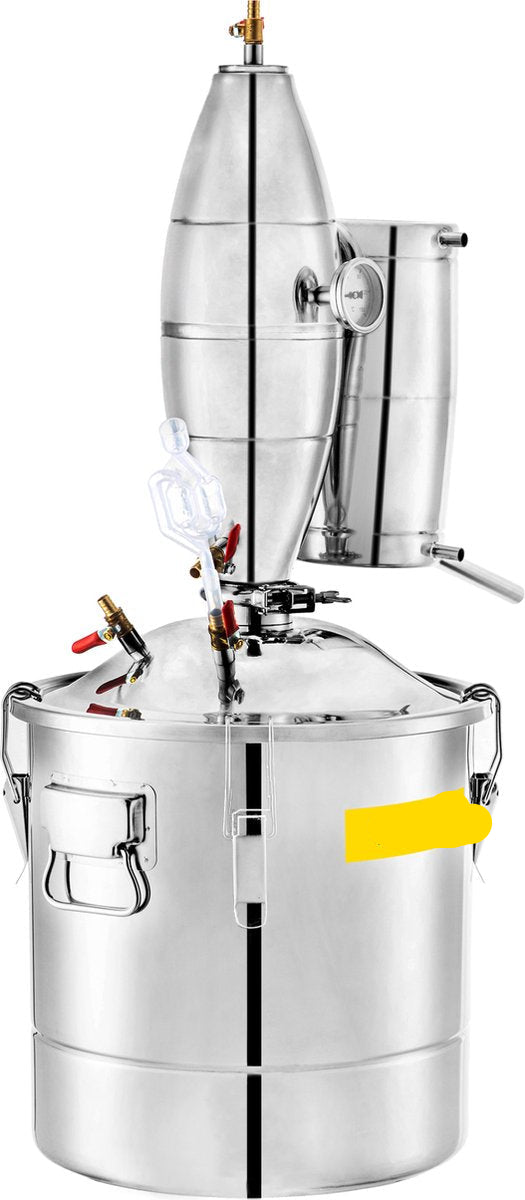 Alcoholstoker - 50L - Moonshine Still Stoker - Fermentatietank 35x 35cm - Multifunctionele water-alcoholstoker - voor whisky, cognac, fruitbrandewijn - Zilver