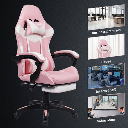 Gamingstoel – Gamestoel – Gaming Chair – Game Stoel – Bureaustoel – Roze – Ergonomisch Design – Uitschuifbare Voetensteun