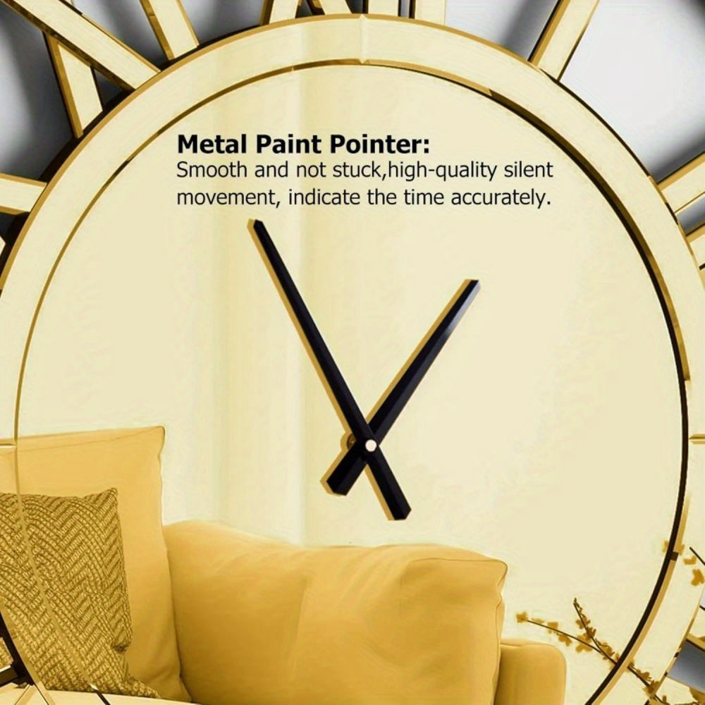 Wandklok – Muurklok – Klok – Analoog – Glazen klok – Diameter 80 cm – Batterijwerkend – Gouden accenten