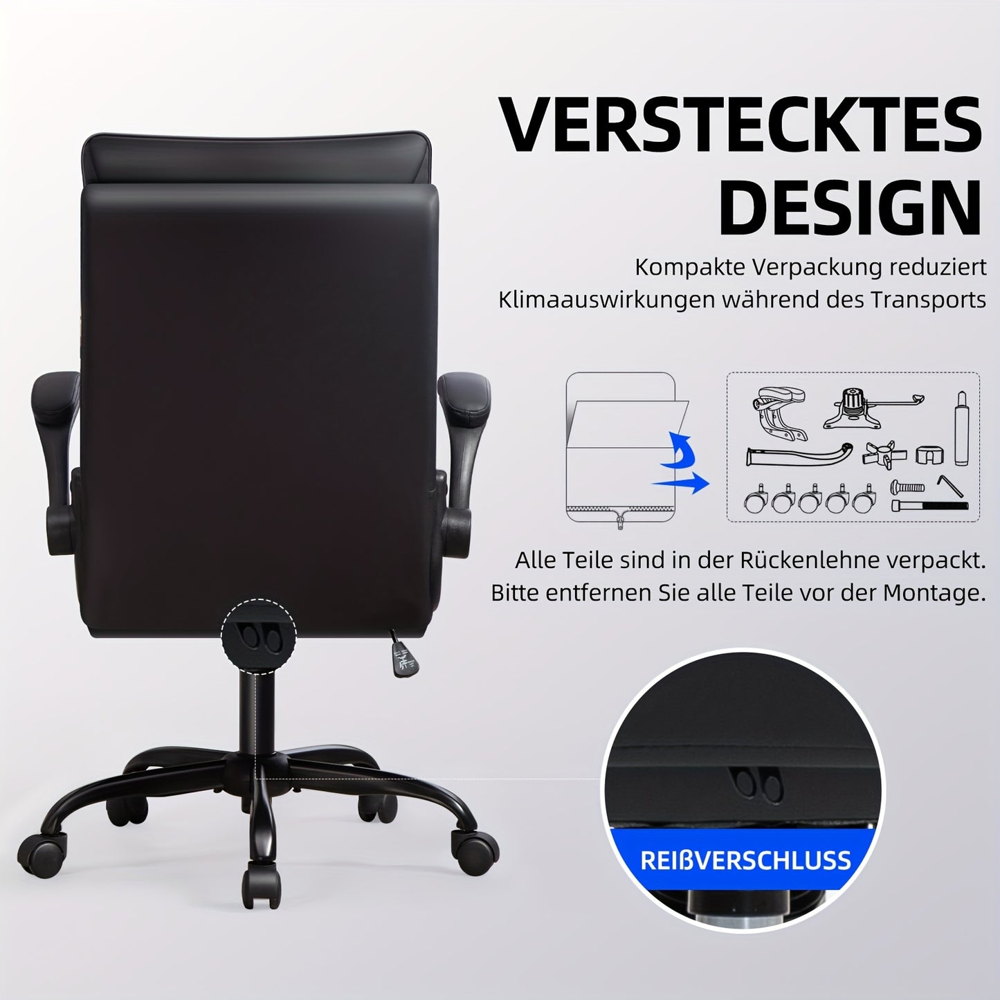 Bureaustoel – Ergonomische Stoel – Office Chair – Gamingstoel – Computerstoel – Dubbel Gevuld Rugkussen – Verstelbare Opklapbare Armleuningen – Draaifunctie & Kantelfunctie – Max 150 kg – Zwart