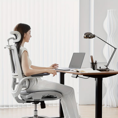 Ergonomische Bureaustoel – Kantoorstoel – Gamestoel – Werkstoel – Draaistoel – 3D Verstelbare Armleuningen – Zelfaanpassende Lendensteun – Grijs