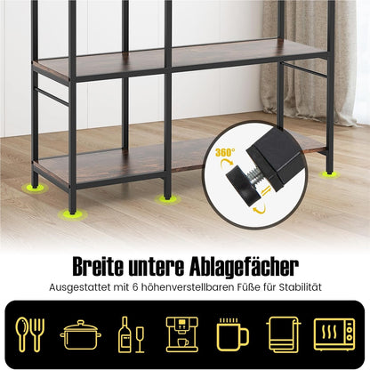 Keukenkast – Opbergkast – Rek – Plankenkast – Opbergmeubel – 5-laags Met Stopcontacten – Vintage Bruin Met Metalen Frame