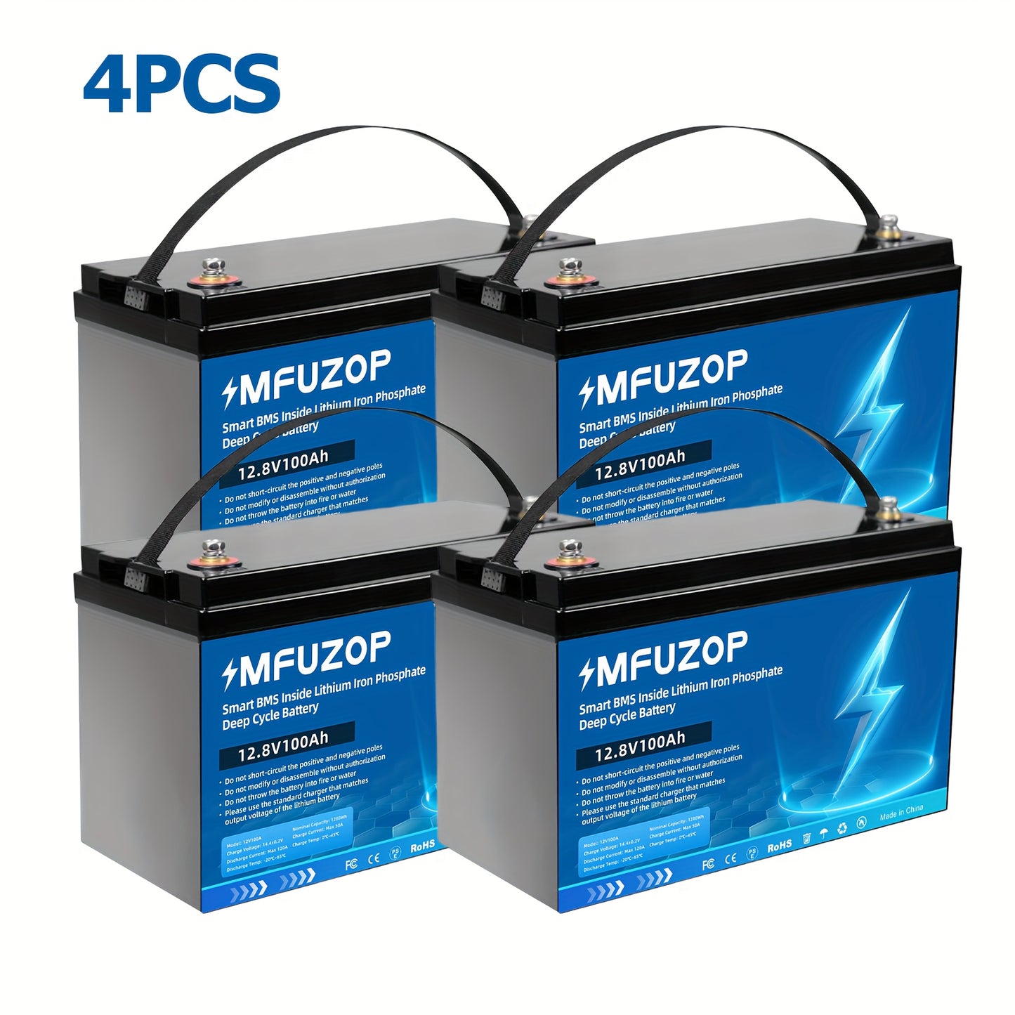 LiFePO4 Accu – Lithium Batterij – Deep Cycle Batterij – Solar Accu – RV Accu – 12V 100Ah – Slimme BMS & Snelle 100A Oplaadfunctie