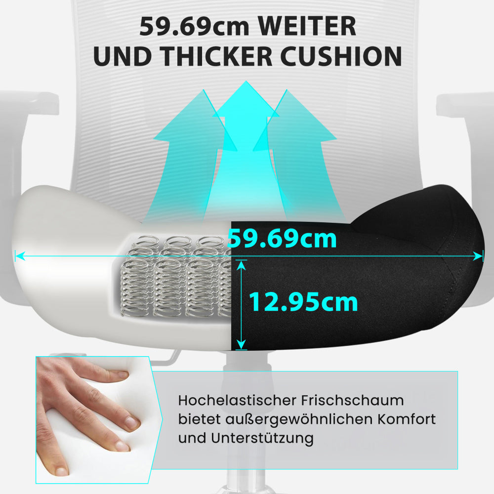 Bureaustoel – Kantoorstoel – Gamingstoel – Desk Chair – Office Chair – Ergonomisch – 200 kg Draagvermogen – Ademend Mesh – Verstelbare Lendensteun – 3D Armleuningen – Kantelmechanisme 105° – Traagschuim Zitting – Metaal Frame – Zwart