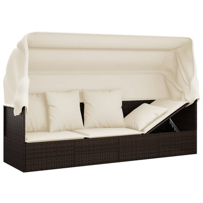 Loungebed – Tuinbed – Balkonbed – Relaxbed – Poly Rattan – Verstelbare Zonwering – Comfortabele Kussens