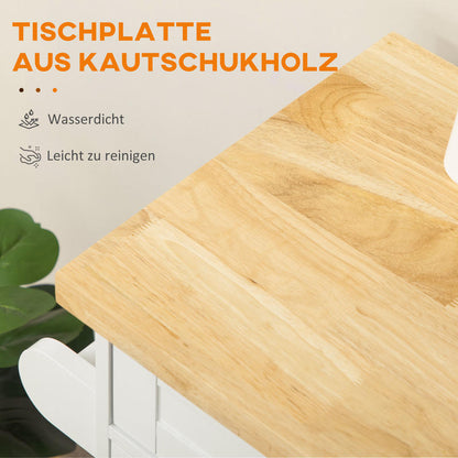 Mobiele Keukeneiland Wagen – Keukentrolley – Keukenkar – Serveerwagen – Opbergwagen – MDF Hout – 4 Wielen Met Rem – Compact 109x40x89 cm