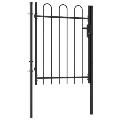Gate with a Curved Top Measuring Only 1X1.2 M in Black Steel. This Durable And Stylish Garden Fence Provides a Practical Safety Barrier for Your Garden, Patio, Or Terrace.
