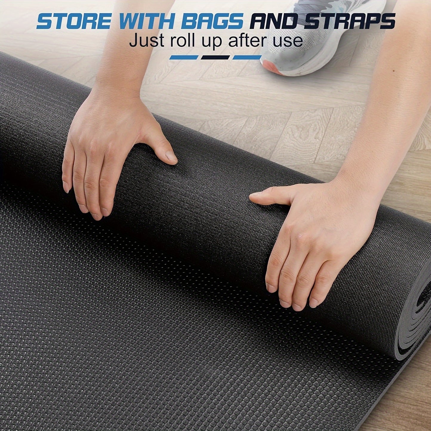Trainingsmat – Fitnessmat – Oefenmat – Sportmat – Yogamat – Extra Groot 240x180 cm – 7 mm Dikke Duurzame PVC Mat Met Draagriemen En Opbergzakken