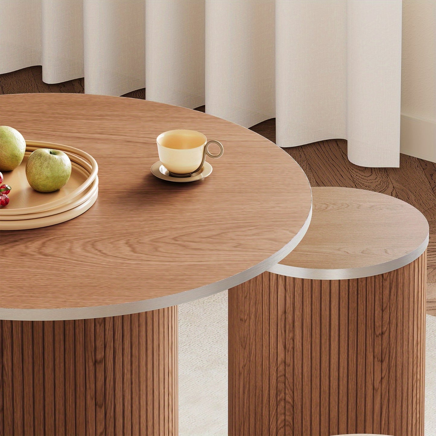 Salontafel – Koffietafel – Bijzettafel – Woonkamertafel – Tafel met Krukjes – Wit Marmer – Modern Rond Design – Compact en Praktisch