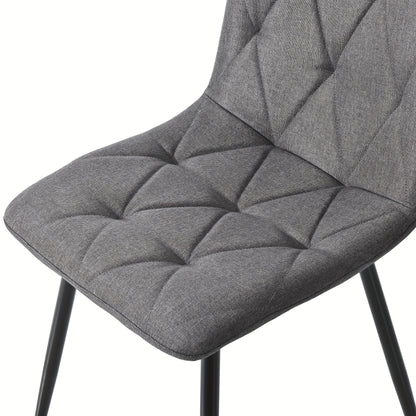Eetkamerstoelen – Stoelen – Dinersets – Zithoeken – Stoelenset – Donkergrijs – Metalen Frame – Linnen Zitting – Ergonomisch Ontwerp – Stevige A-vormige Poten