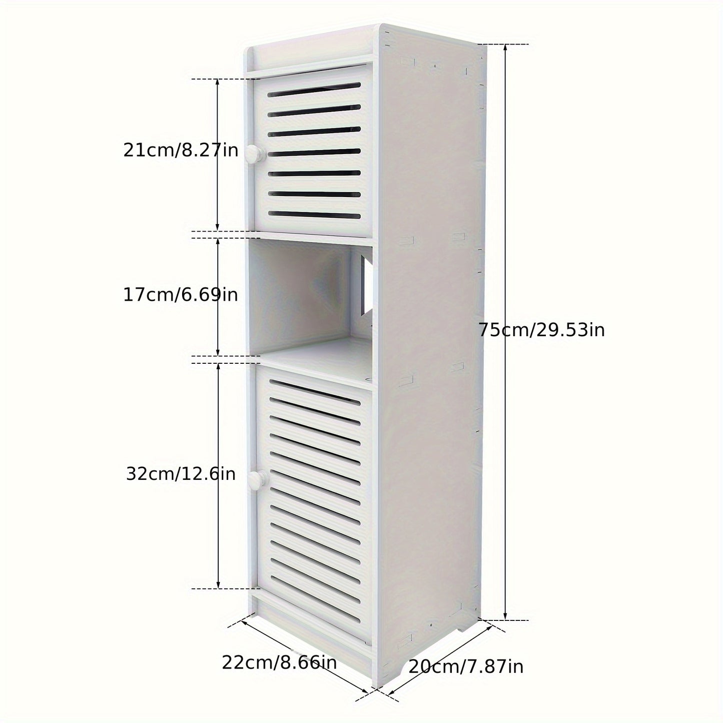 Medicine Cabinets, Narrow Bathroom Cabinet (22x20x75cm) - Multi-Door Storage for TP, Medicine & Cosmetics