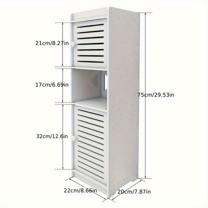 Medicine Cabinets, Narrow Bathroom Cabinet (22x20x75cm) - Multi-Door Storage for TP, Medicine & Cosmetics