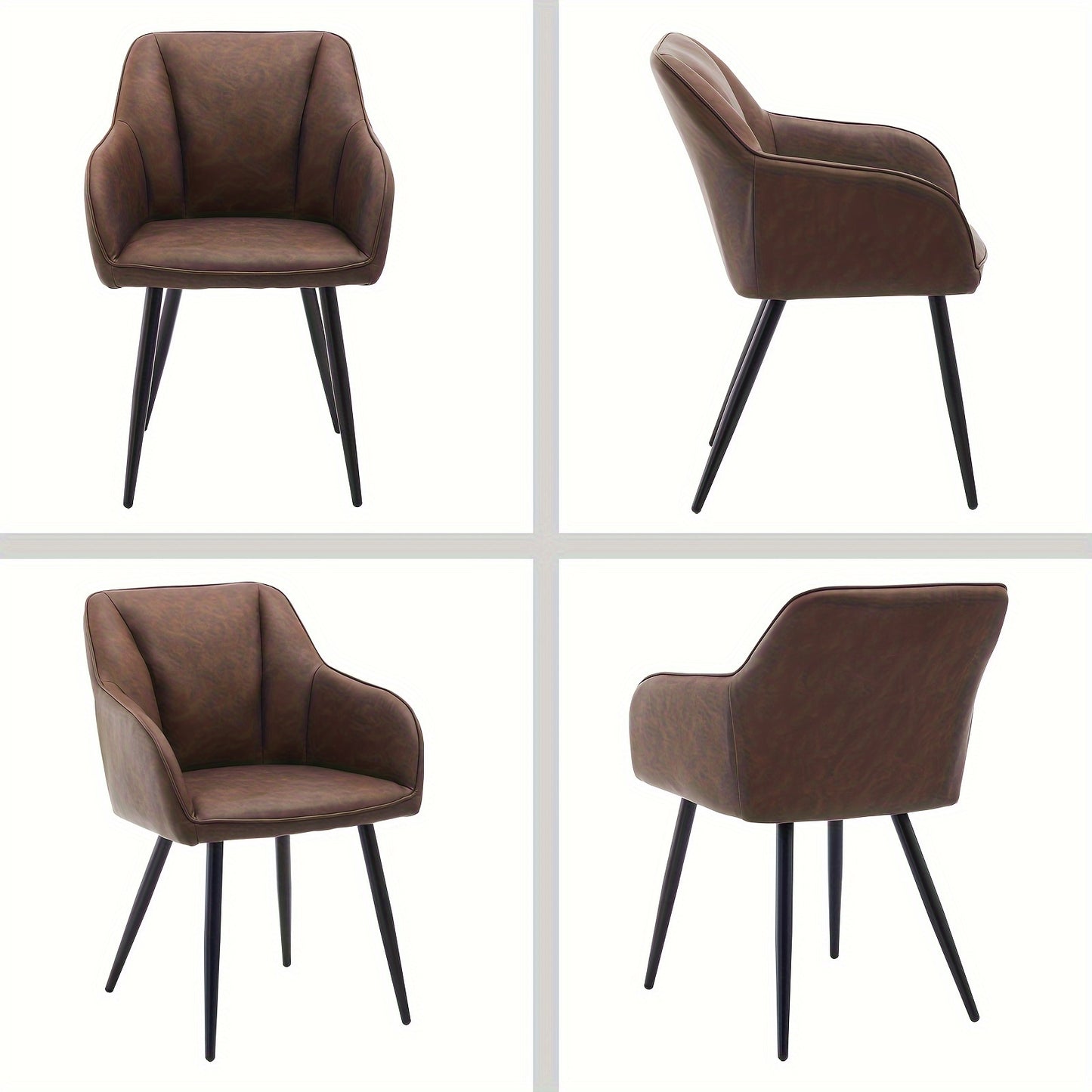 Moderne Eetkamerstoelen – Stoelen Set – Design Stoelen – Comfortabele Stoelen – Eettafel Stoelen – Memory Foam Zitting – Stevig Metaal Frame – Bruin
