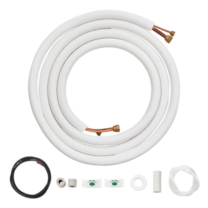Koperen Leidingenset – Airconditioning Leiding – Mini Split Leidingen – Warmtepomp Buizen – HVAC Installatie Set – 16ft Lange Koperbuizen – Drievoudige Isolatie & Complete Accessoires