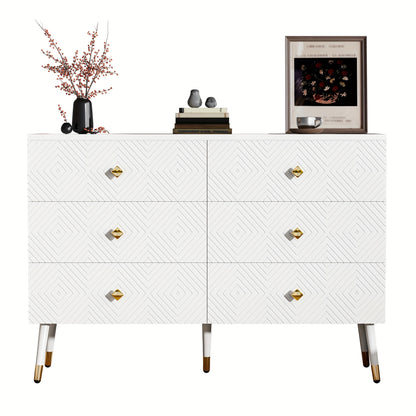 Modern 6 Drawer Chest Of Drawers - 120x40x80cm - Ideal for Bedroom And Living Room, Storage Drawer Units
