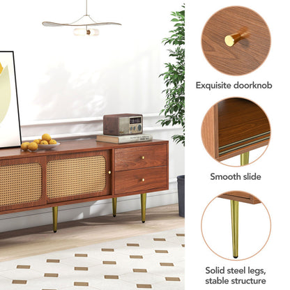 TV-meubel – Tv-Meubel Met Laden – Tv-Kast – Salontafel – Media Meubel – Walnoot Afwerking – Stevige Metalen Poot – 160x40x60 cm