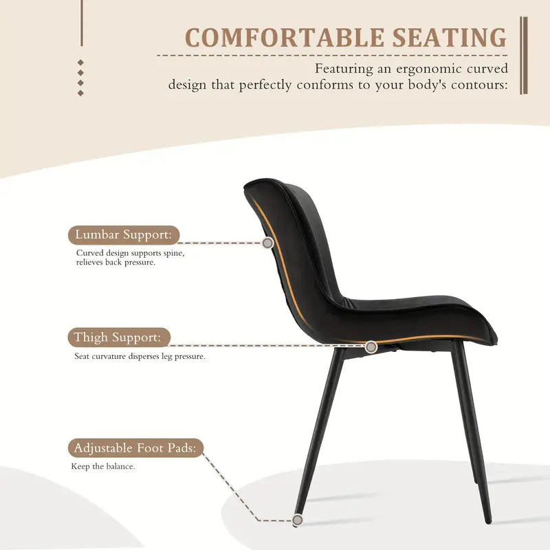 Eetkamerstoel – Stoel – Dinersstoel – Zithoekstoel – Armstoel – Set van 2 Donkergrijze Eetkamerstoelen – Ergonomisch Design – Metalen Frame Tot 150 kg