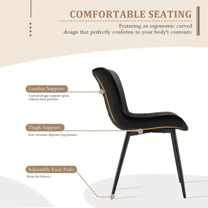 Eetkamerstoel – Stoel – Dinersstoel – Zithoekstoel – Armstoel – Set van 2 Donkergrijze Eetkamerstoelen – Ergonomisch Design – Metalen Frame Tot 150 kg