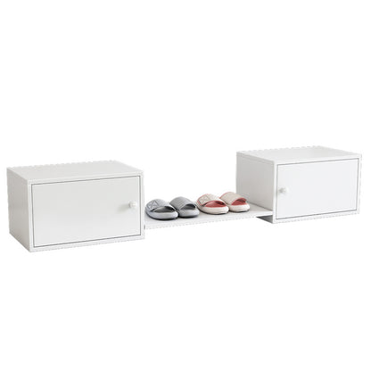 Schoenenkast – Schoenopberger – Schoenbank – Schoenmeubel – Zitbank – Wit – Massief Hout & MDF – Compact 189x40x34,5 cm