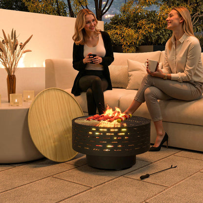 Vuurkorf – Vuurschaal – Buitenhaard – Firepit – Tuinhaard – 3-in-1 Design – Roestvrij Staal 60 x 39 cm