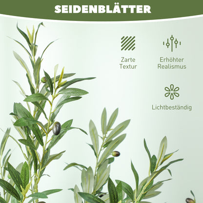 Kunstolijfboom – Kunstplant – Nepplant – Decoratieplant – Buitenplant – 180 cm Hoog – 900 Bladeren & 40 Olijven