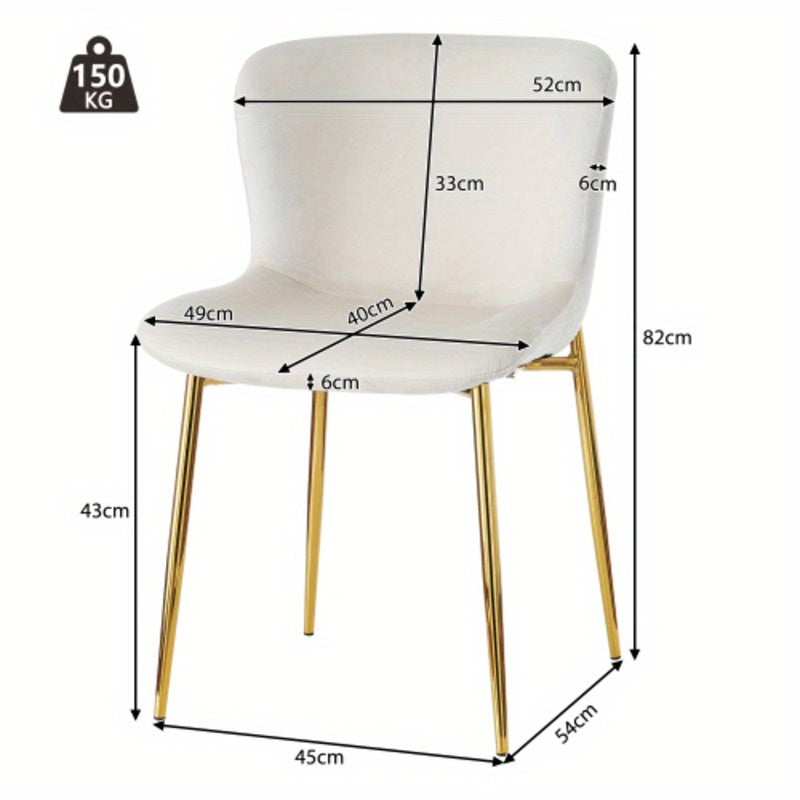 Eetkamerstoel – Moderne Stoel – Keukenstoel – Witte Metaalstoel – Designstoel – Set Van 4 – Stevig Metalen Frame – Dikke Kussens Voor Comfort