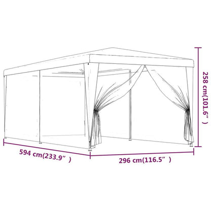 Party tent with 6 mesh side walls Green 3x6m HDPE