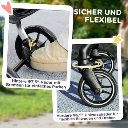 Hondenwagen – Hondenbuggy – Dierenwagen – Hondentransportwagen – Lichtgewicht – Opvouwbaar – Wasbaar Kussen – Ventilerende Gaasramen – Grijs