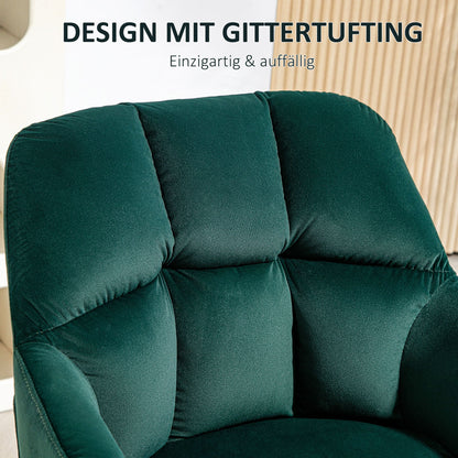 Loungechair – Fauteuil – Relaxstoel – Zitzak – Accentstoel – Donkergroen – Fluwelen Look – Verstelbare Voetjes