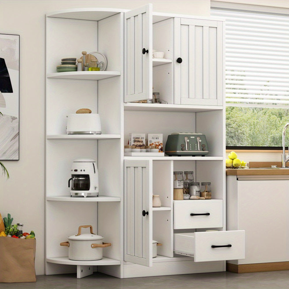Hoekkast – Opbergkast – Hoekmeubel – Kast – Ladekast – Wit – 14 Opbergvakken – Ruimtebesparend Design – 104x35x155 cm – Stevige Duurzame Constructie